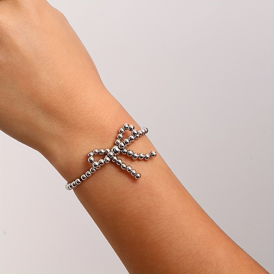 Women's Beaded Bracelet with Bow & Personalized Design